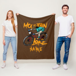 Voeg de naam Mountain Bike Racer Sierkussen toe Fleece Deken