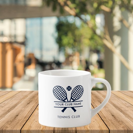 Voeg de naam Navy Blue Logo Tennis Team aan Espresso Kop