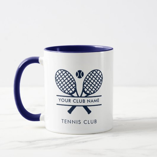 Voeg de naam Navy Blue Logo Tennis Team aan Mok (Links)