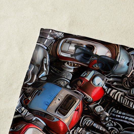 Voeg de naam Oude Robot Junkyard Rusty Grunge toe Strandlaken (In situ)