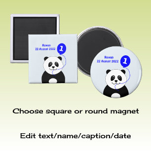 Voeg de naam panda 1 e verjaardagsblauw toe magneet