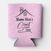 Voeg de naam Shed Sweet Shed Pink White Floral toe Blikjeskoeler (Voorkant)