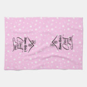 Voeg de naam Shed Sweet Shed Pink White Floral toe Theedoek (Horizontaal)