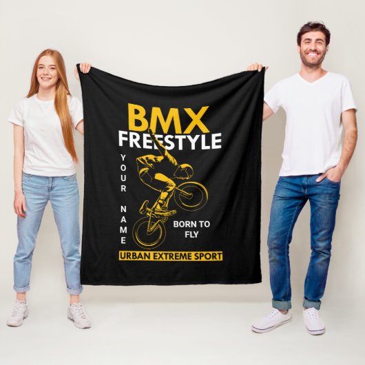 Voeg de naam Tekst BMX Freestyle Urban Extreme Spo Fleece Deken (In situ)
