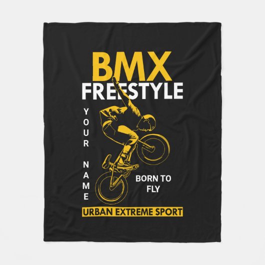 Voeg de naam Tekst BMX Freestyle Urban Extreme Spo Fleece Deken (Voorkant)