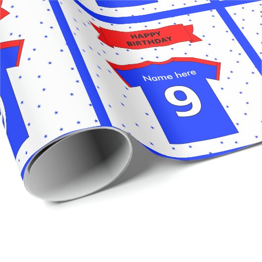 Voeg de naam toe aan het negende verjaardag t-shir cadeaupapier (Rol Hoek)