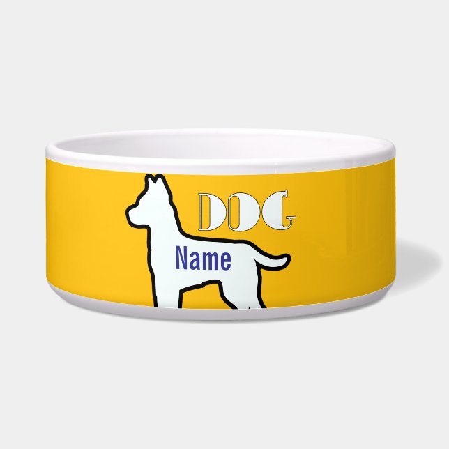 Voeg de naam van de hond toe Geel huisdier Voerbakje (Voorkant)