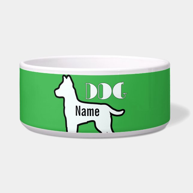 Voeg de naam van de hond toe Groen huisdier Voerbakje (Voorkant)