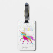 Voeg de naam van de speciale regenboog Unicorn Gol Bagagelabel (Achterkant verticaal)
