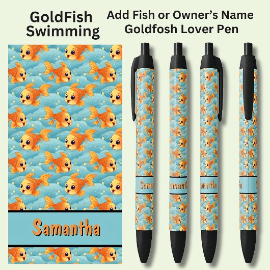 Voeg de naam van de vis of eigenaar toe, Zwemmende Zwarte Inkt Pen