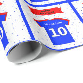 Voeg de naam van het 10e verjaardagsshirt toe cadeaupapier (Rol Hoek)