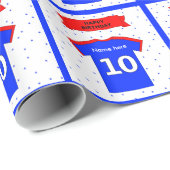 Voeg de naam van het 10e verjaardagsshirt toe cadeaupapier (Rol Hoek)