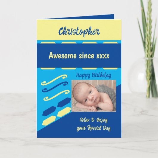 Voeg de naam van het fotojaar milestone verjaardag kaart (Voorkant)