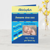 Voeg de naam van het fotojaar milestone verjaardag kaart (Gele Bloem)