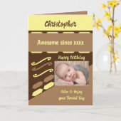 Voeg de naam van het fotojaar milestone verjaardag kaart (Gele Bloem)