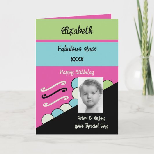 Voeg de naam van het fotojaar milestone verjaardag kaart (Voorkant)