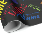 Voeg de naam van het Happy Birthday-verlooppapier  Cadeaupapier (Rol Hoek)