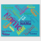 Voeg de naam van het Happy Birthday-verlooppapier  Cadeaupapier (Vlak)