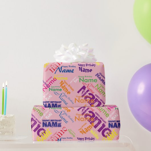 Voeg de naam van het Happy Birthday-verlooppapier  Cadeaupapier (Feestgeschenken)