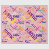 Voeg de naam van het Happy Birthday-verlooppapier  Cadeaupapier (Vlak)