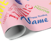 Voeg de naam van het Happy Birthday-verlooppapier  Cadeaupapier (Rol Hoek)