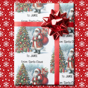 Voeg de naam van het kind toe aan Kerstmis van de Cadeaupapier