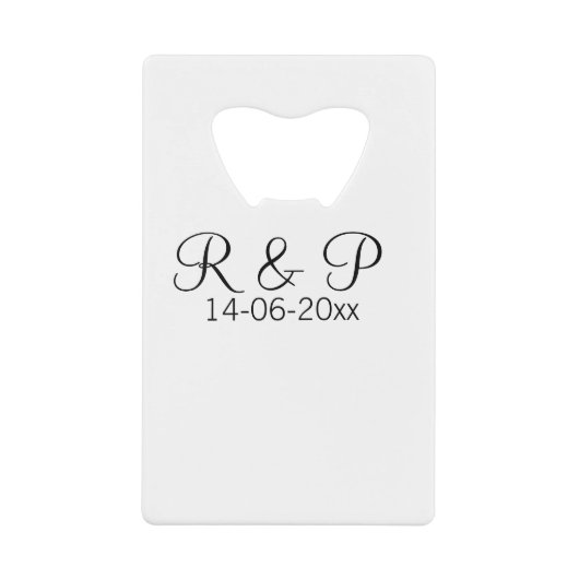Voeg de naam van het paar monogram toe voeg datum creditkaart flessenopener (Voorkant)