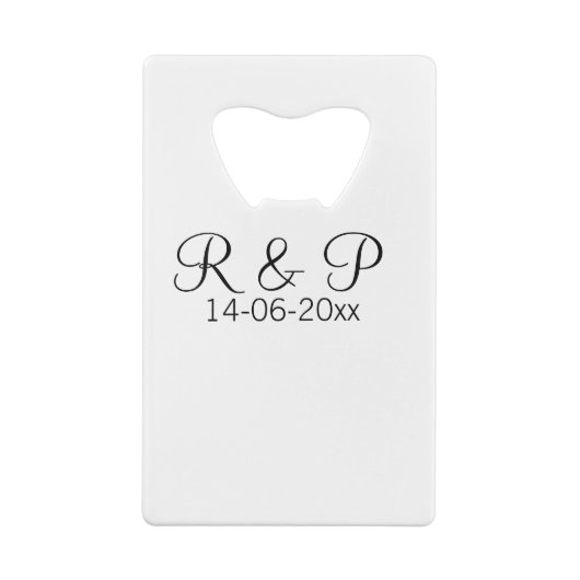 Voeg de naam van het paar monogram toe voeg datum  creditkaart flessenopener (Achterkant)