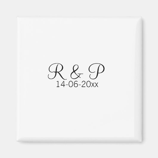 Voeg de naam van het paar monogram toe voeg datum magneet (Voorkant)