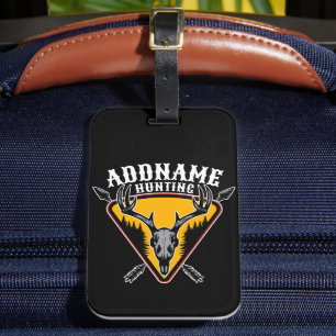 VOEG DE NAAM VAN Hunter Elk Skull Big Antlers Deer Bagagelabel