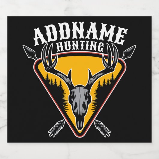 VOEG DE NAAM VAN Hunter Elk Skull Big Antlers Deer Bier Etiket (Enkel label)