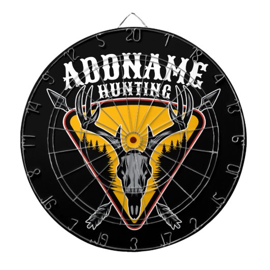 VOEG DE NAAM VAN Hunter Elk Skull Big Antlers Deer Dartbord (Voorkant)