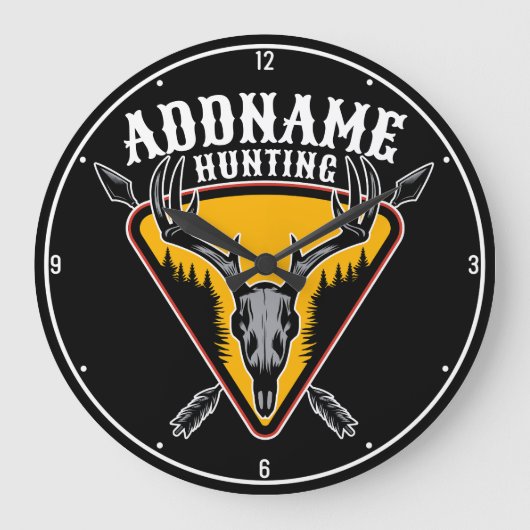 VOEG DE NAAM VAN Hunter Elk Skull Big Antlers Deer Grote Klok (Voorkant)