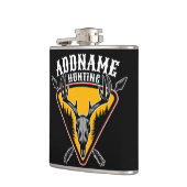 VOEG DE NAAM VAN Hunter Elk Skull Big Antlers Deer Heupfles (Links)