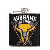 VOEG DE NAAM VAN Hunter Elk Skull Big Antlers Deer Heupfles (Voorkant)