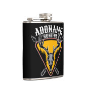 VOEG DE NAAM VAN Hunter Elk Skull Big Antlers Deer Heupfles (Rechts)