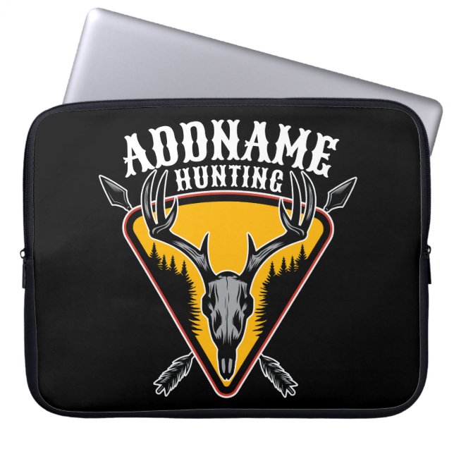 VOEG DE NAAM VAN Hunter Elk Skull Big Antlers Deer Laptop Sleeve (Voorkant)