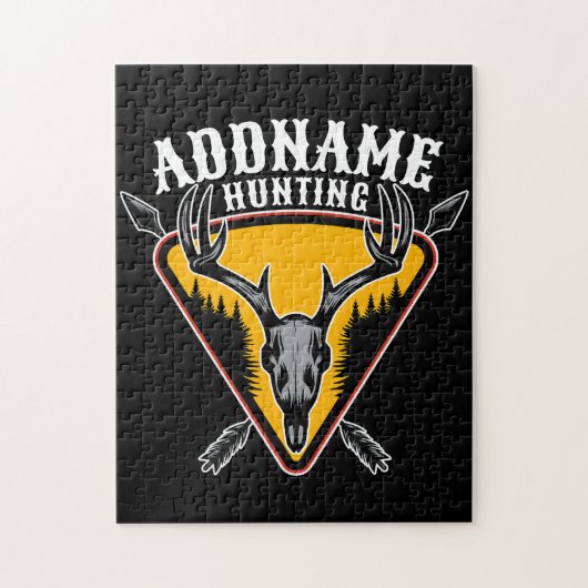 VOEG DE NAAM VAN Hunter Elk Skull Big Antlers Deer Legpuzzel (Verticaal)