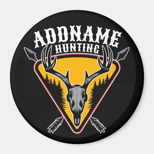 VOEG DE NAAM VAN Hunter Elk Skull Big Antlers Deer Magneet (Voorkant)