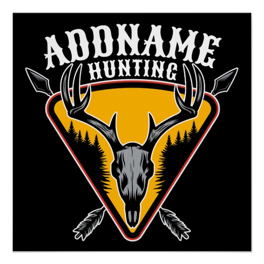 VOEG DE NAAM VAN Hunter Elk Skull Big Antlers Deer Perfect Poster (Voorkant)