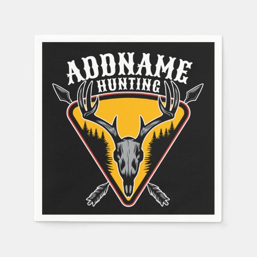 VOEG DE NAAM VAN Hunter Elk Skull Big Antlers Deer Servet (Voorkant)