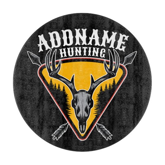 VOEG DE NAAM VAN Hunter Elk Skull Big Antlers Deer Snijplank (Voorkant)