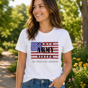 Voeg de naam van je broer toe Trots leger zus T-sh T-shirt