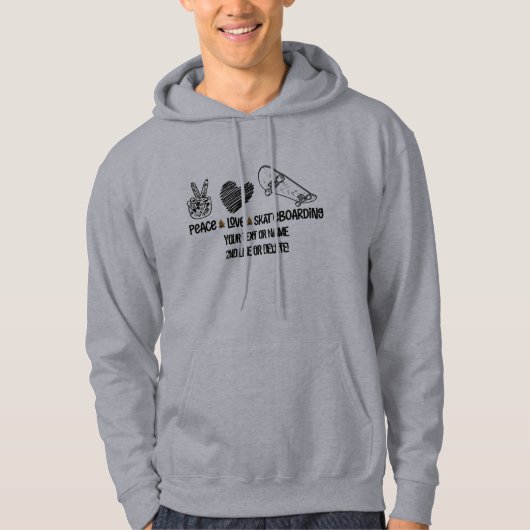 Voeg de naam van Jouw tekst toe, het Skateboarden  Hoodie (Voorkant)