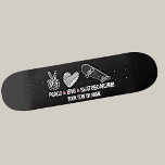 Voeg de naam van Jouw tekst toe, het Skateboarden  Persoonlijk Skateboard<br><div class="desc">Voeg een Naam,  of uw eigen tekst toe - of blanco de tekst - "Skateboarden van de Liefde van de Vrede". - Elke Skateboarder zal van deze houden - Bekijk mijn winkel voor veel meer geweldige Skateboard Gift Ideas.</div>