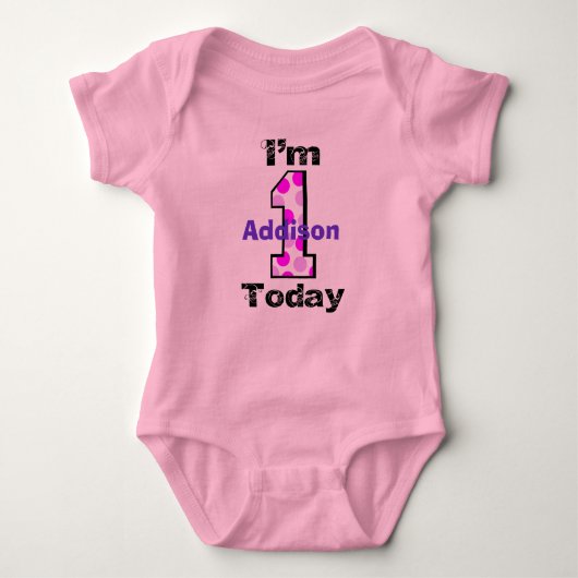 Voeg de naam van uw kind toe 1st Birthday Girl Shi Romper (Voorkant)