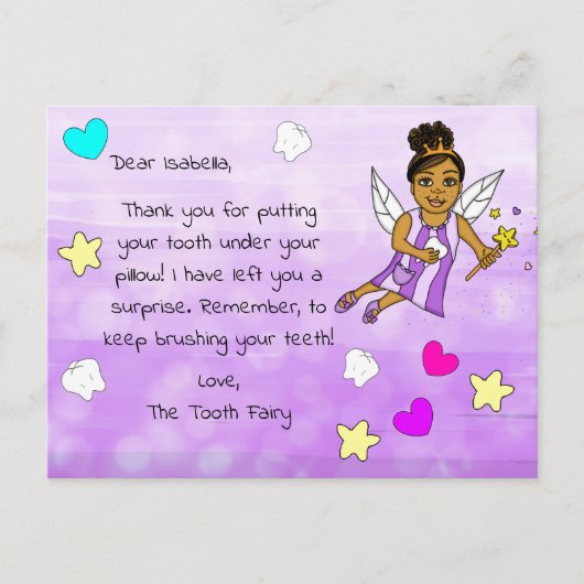 Voeg de naam van uw kind toe aan deze Tandenfee Briefkaart (Voorkant)