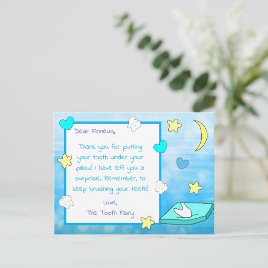 Voeg de naam van uw kind toe aan deze Tandenfee Ka Briefkaart (Staand voorkant)