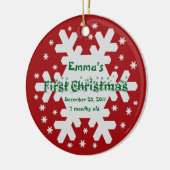 Voeg de naam van uw kind toe Baby's 1st Christmas  Keramisch Ornament (Links)