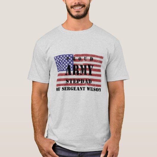 Voeg de naam van uw stiefkind toe Proud Army Stepd T-shirt (Voorkant)